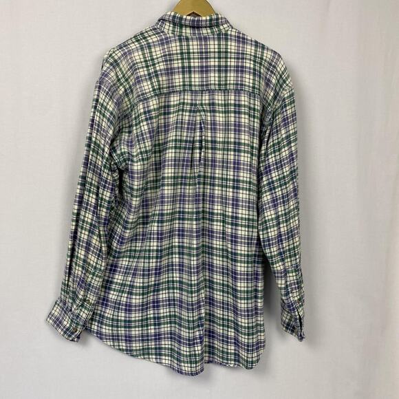 VTG Woolrich Flannel Shirt Mens XL Plaid Purple Green Heavy Indian Cotton Grunge - Picture 3 of 12